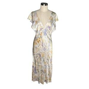 RAILS Dina Diffused Blossom Satin Slip Midi Dress Women's Size Large‎ V-Neck